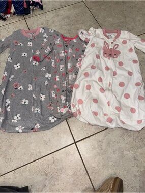 Grey Floral & White Pink Polka Dot Baby Sleep Sacks - Kids Pajamas